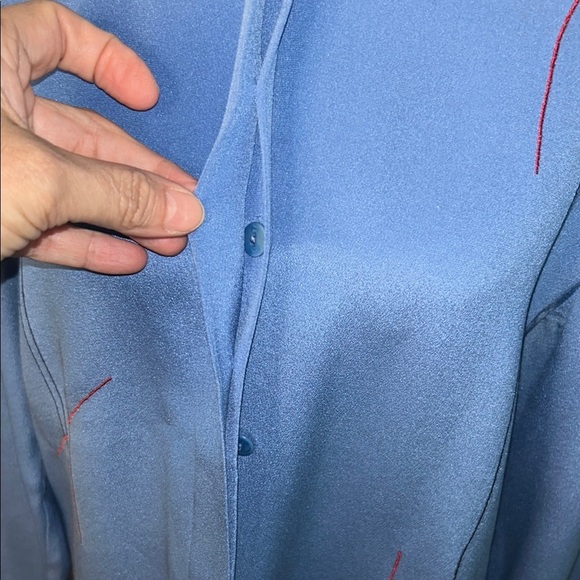 Worth Blue Blouse with Red Stitching - Picture 11 of 14